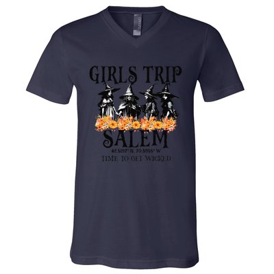 Vintagetrip Salem Time To Get Witch Funny Halloween V-Neck T-Shirt