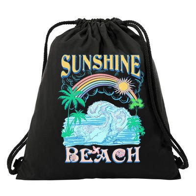 Vintage Summer Time Sunshine Beach Drawstring Bag