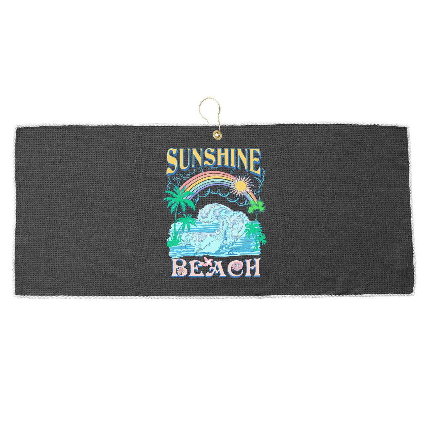 Vintage Summer Time Sunshine Beach Large Microfiber Waffle Golf Towel