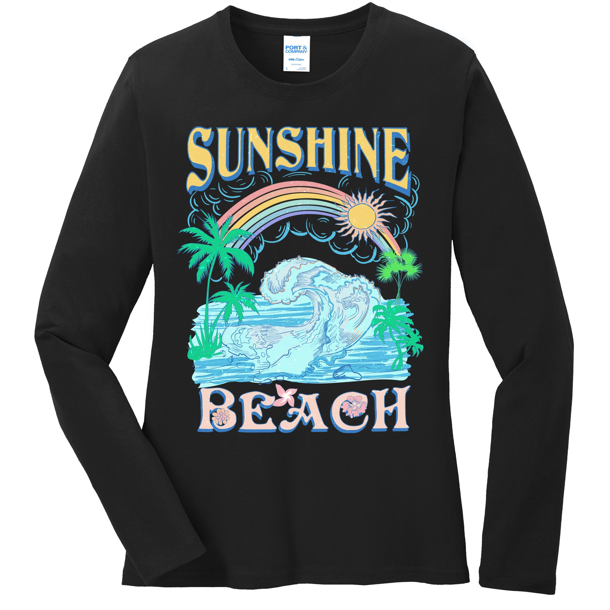 Vintage Summer Time Sunshine Beach Ladies Long Sleeve Shirt