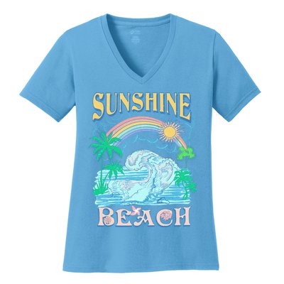 Vintage Summer Time Sunshine Beach Women's V-Neck T-Shirt