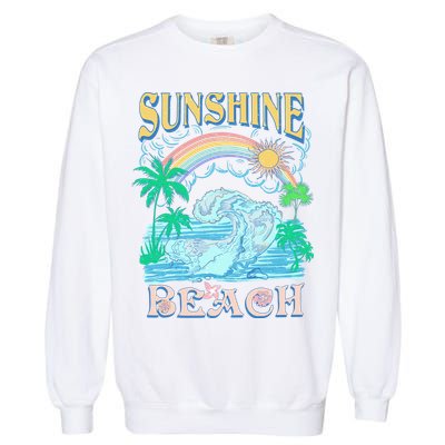 Vintage Summer Time Sunshine Beach Garment-Dyed Sweatshirt