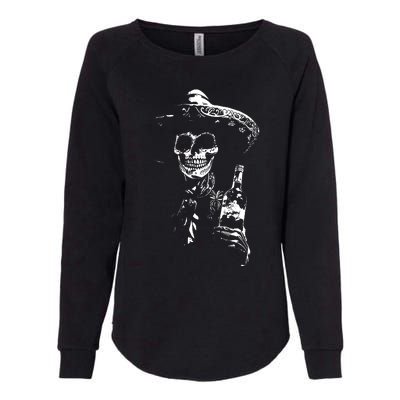 Vintage Skeleton Tequila Mexico Dia De Los Muertos Mexican Womens California Wash Sweatshirt