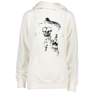 Vintage Skeleton Tequila Mexico Dia De Los Muertos Mexican Womens Funnel Neck Pullover Hood