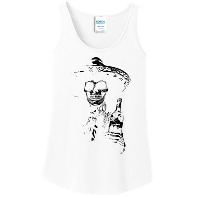 Vintage Skeleton Tequila Mexico Dia De Los Muertos Mexican Ladies Essential Tank