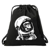 Vintage Space Travel Astronaut Monkey Drawstring Bag