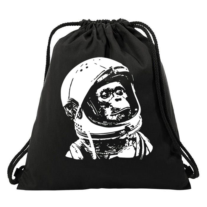 Vintage Space Travel Astronaut Monkey Drawstring Bag