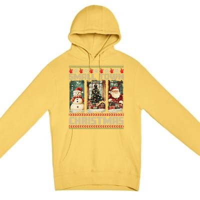 Vintage Small Town Christmas Retro Xmas Tree Santa Claus Premium Pullover Hoodie