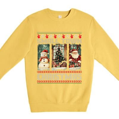 Vintage Small Town Christmas Retro Xmas Tree Santa Claus Premium Crewneck Sweatshirt