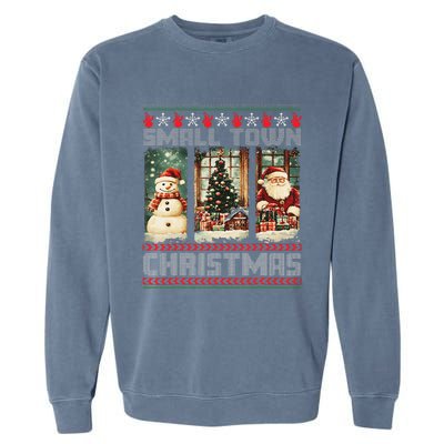 Vintage Small Town Christmas Retro Xmas Tree Santa Claus Garment-Dyed Sweatshirt