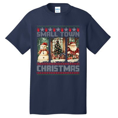 Vintage Small Town Christmas Retro Xmas Tree Santa Claus Tall T-Shirt