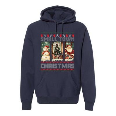 Vintage Small Town Christmas Retro Xmas Tree Santa Claus Premium Hoodie