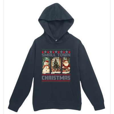 Vintage Small Town Christmas Retro Xmas Tree Santa Claus Urban Pullover Hoodie