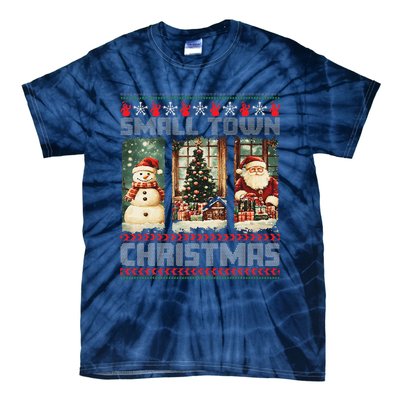 Vintage Small Town Christmas Retro Xmas Tree Santa Claus Tie-Dye T-Shirt