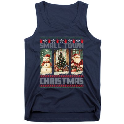 Vintage Small Town Christmas Retro Xmas Tree Santa Claus Tank Top