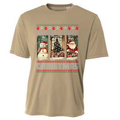 Vintage Small Town Christmas Retro Xmas Tree Santa Claus Cooling Performance Crew T-Shirt