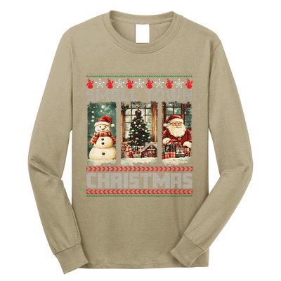 Vintage Small Town Christmas Retro Xmas Tree Santa Claus Long Sleeve Shirt