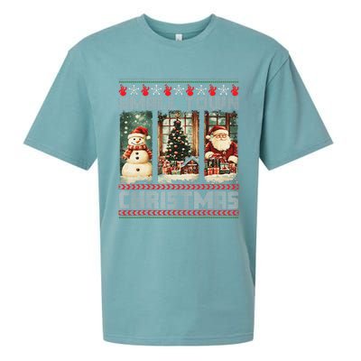 Vintage Small Town Christmas Retro Xmas Tree Santa Claus Sueded Cloud Jersey T-Shirt