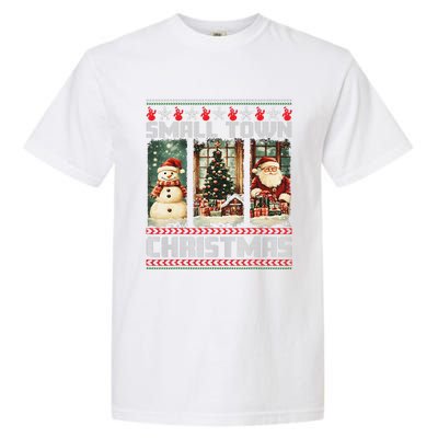 Vintage Small Town Christmas Retro Xmas Tree Santa Claus Garment-Dyed Heavyweight T-Shirt