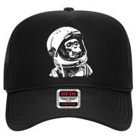 Vintage Space Travel Astronaut Monkey High Crown Mesh Back Trucker Hat