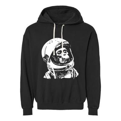 Vintage Space Travel Astronaut Monkey Garment-Dyed Fleece Hoodie