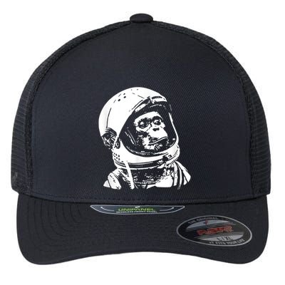 Vintage Space Travel Astronaut Monkey Flexfit Unipanel Trucker Cap