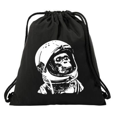 Vintage Space Travel Astronaut Monkey Drawstring Bag