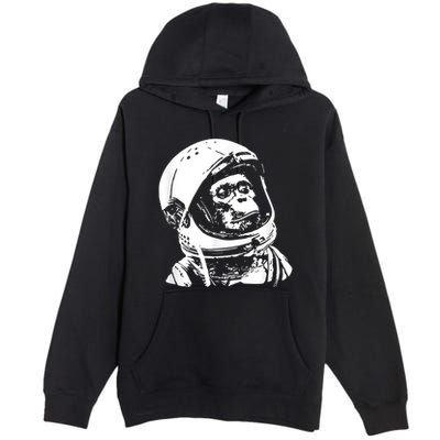 Vintage Space Travel Astronaut Monkey Premium Pullover Hoodie