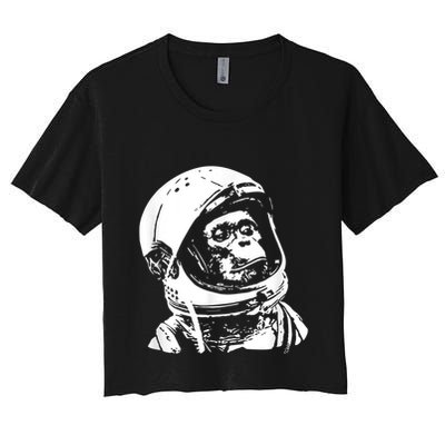 Vintage Space Travel Astronaut Monkey Crop Top