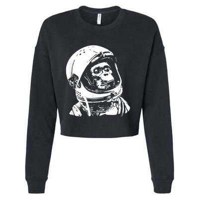 Vintage Space Travel Astronaut Monkey Cropped Pullover Crew