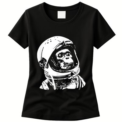 Vintage Space Travel Astronaut Monkey Womens T-Shirt