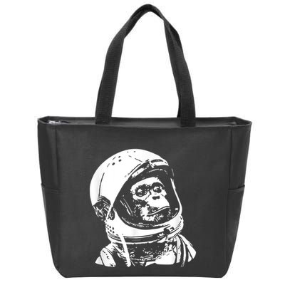 Vintage Space Travel Astronaut Monkey Zip Tote Bag