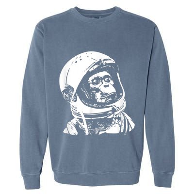 Vintage Space Travel Astronaut Monkey Garment-Dyed Sweatshirt