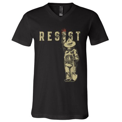Vintage The Resist Bear V-Neck T-Shirt