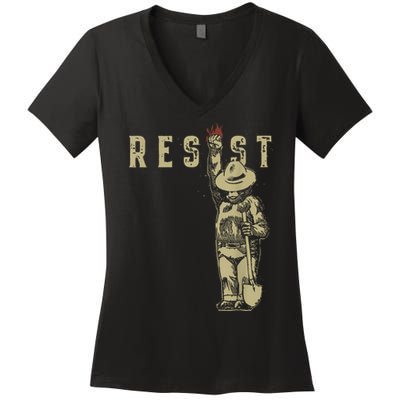 Vintage The Resist Bear Women's V-Neck T-Shirt