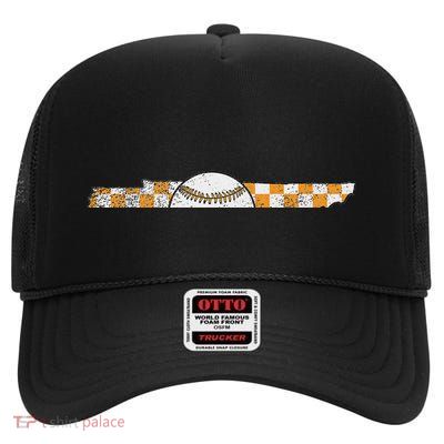 Volunr State Tennessee Checkerboard Baseball Tennessee High Crown Mesh Back Trucker Hat