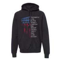 Vintage Scouting Us America Flag Scouting Law Premium Hoodie