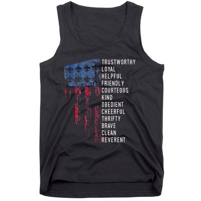 Vintage Scouting Us America Flag Scouting Law Tank Top