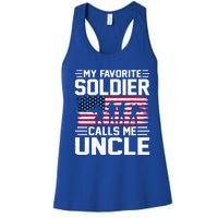 Vintage Style Usa Flag Soldier Uncle Army Father's Day Gift Women's Racerback Tank