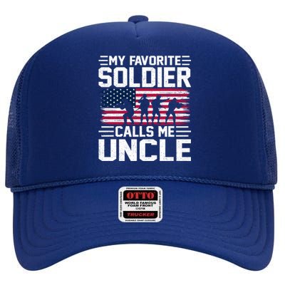 Vintage Style Usa Flag Soldier Uncle Army Father's Day Gift High Crown Mesh Back Trucker Hat