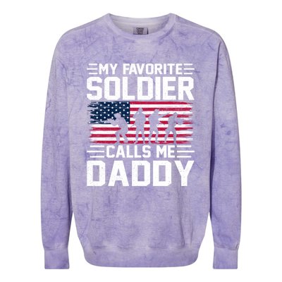 Vintage Style Usa Flag Soldier Daddy Army Father's Day Gift Colorblast Crewneck Sweatshirt