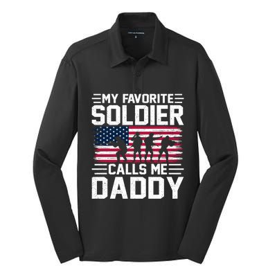 Vintage Style Usa Flag Soldier Daddy Army Father's Day Gift Silk Touch Performance Long Sleeve Polo