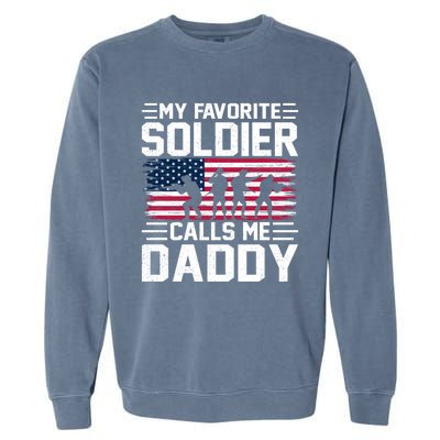 Vintage Style Usa Flag Soldier Daddy Army Father's Day Gift Garment-Dyed Sweatshirt