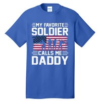 Vintage Style Usa Flag Soldier Daddy Army Father's Day Gift Tall T-Shirt