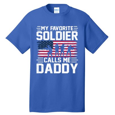 Vintage Style Usa Flag Soldier Daddy Army Father's Day Gift Tall T-Shirt