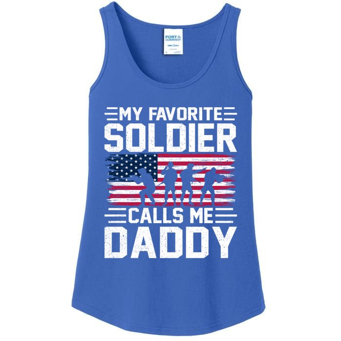 Vintage Style Usa Flag Soldier Daddy Army Father's Day Gift Ladies Essential Tank