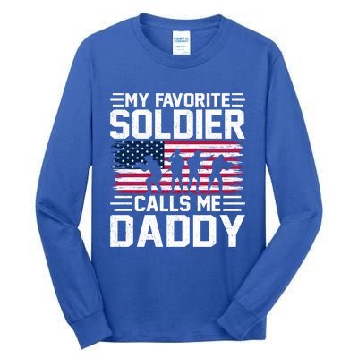 Vintage Style Usa Flag Soldier Daddy Army Father's Day Gift Tall Long Sleeve T-Shirt