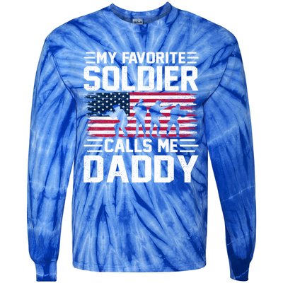 Vintage Style Usa Flag Soldier Daddy Army Father's Day Gift Tie-Dye Long Sleeve Shirt