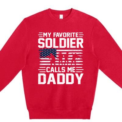 Vintage Style Usa Flag Soldier Daddy Army Father's Day Gift Premium Crewneck Sweatshirt