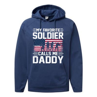 Vintage Style Usa Flag Soldier Daddy Army Father's Day Gift Performance Fleece Hoodie